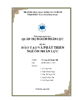 Tiểu luận Đào tạo và phát triển nguồn nhân lực