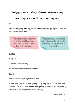 Soạn bài Ôn tập giữa học kì 1 Tiết 3, 4 | kết nối tri thức