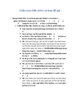 Chiến lược điều chỉnh và thay đổi giá