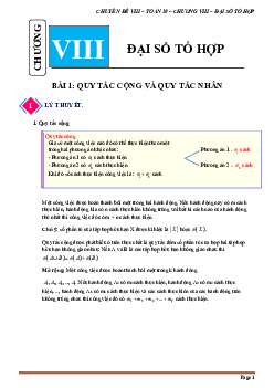 Chuyên đề đại số tổ hợp Toán 10 Chân Trời Sáng Tạo