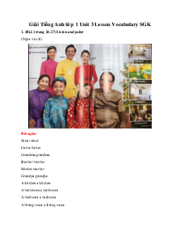 Giải Tiếng Anh lớp 1 Unit 3 Lesson Vocabulary SGK  | Explore Our World