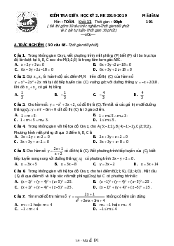 Đề kiểm tra giữa HK2 Toán 12 năm 2018 – 2019 trường THPT Gia Định – TP HCM