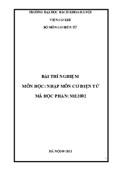 Báo cáo thí nghiệm môn Kỹ thuật cơ điện tử | Đại học Bách khoa Hà Nội