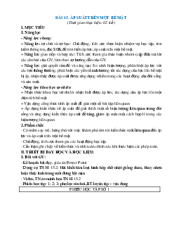 Giáo án KHTN 8 Kết nối tri thức bài 15 Áp suất trên một bề mặt