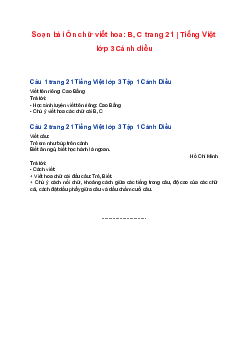 Soạn bài Ôn chữ viết hoa: B, C trang 21 | Tiếng Việt lớp 3 Cánh diều