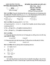 Đề giữa kì 1 Toán 9 năm 2025 – 2026 trường THCS Quang Trung – TP HCM