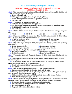 Trắc nghiệm Sử 12 bài 17 có đáp án: Nước Việt Nam dân chủ cộng hòa từ sau ngày 2–9–1945 đến trước ngày 19–12-1946