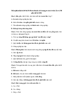 Trắc nghiệm Lịch sử 10 bài 33: Hoàn thành cách mạng tư sản ở châu Âu và Mĩ giữa thế kỉ XIX