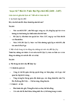 Giải Lịch sử 7 Bài 15: Nước Đại Ngu thời Hồ (1400 - 1407) | Kết nối tri thức