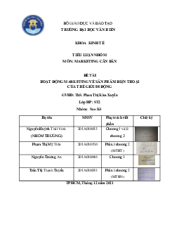 Tiểu luận "Hoạt động marketing về sản phẩm điện thoại của thế giới di động"