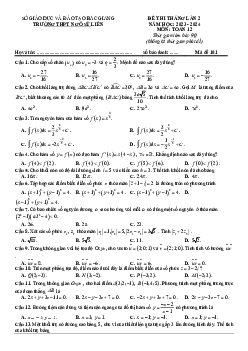 Đề thi tháng lần 2 Toán 12 năm 2023 – 2024 trường THPT Ngô Sĩ Liên – Bắc Giang