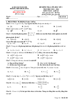 Đề giữa học kỳ 1 Toán 10 năm 2023 – 2024 trường THPT Hướng Hóa – Quảng Trị