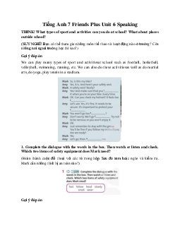Tiếng Anh 7 Friends Plus Unit 6 Speaking