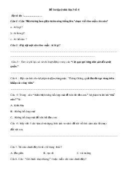 Đề ôn tập ở nhà lớp 3 số 6 - (Ngày 09/3)