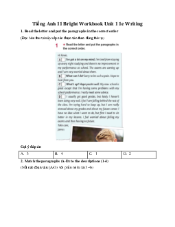 Giải Tiếng Anh 11 Workbook Unit 1 1e Writing | Bright