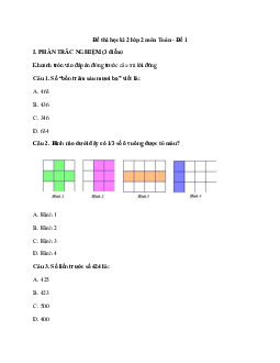 Bộ đề thi học kì 2 lớp 2 môn Toán năm 2024