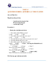 Unit 13: Câu hỏi, Trạng từ và Tại Sân Ga môn Tiếng Anh cơ bản 2 | Trường đại học Mở Hà Nội