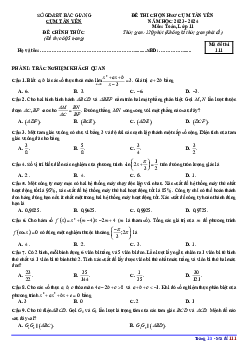 Đề học sinh giỏi Toán 11 năm 2023 – 2024 cụm Tân Yên – Bắc Giang