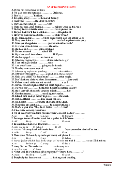 Chuyên đề 12: PREPOSITIONS Tiếng Anh 9 (có lời giải)