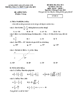 Đề học kỳ 1 Toán 7 năm 2022 – 2023 trường Tạ Quang Bửu – Hà Nội