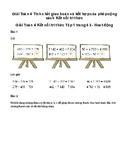 Giải Toán lớp 4 Bài 24: Tính chất giao hoán và kết hợp của phép cộng | Kết nối tri thức
