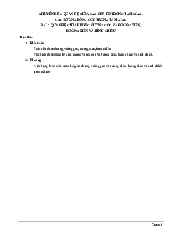 Chuyên đề quan hệ giữa đường vuông góc và đường xiên, đường xiên và hình chiếu