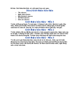 Giới thiệu bản thân với một người bạn mới quen - Tập làm văn lớp 3 Chân trời sáng tạo