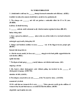 Bài tập  WORD FORM Nâng cao cực khó
