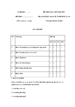 Giải đề thi giữa học kì 1 lớp 10 năm 2023 - 2024 sách Cánh diều | Kinh tế và Pháp luật 10  bộ 2