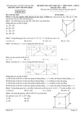 Đề giữa học kỳ 1 Toán 12 năm 2025 – 2026 trường THPT Trương Định – Hà Nội