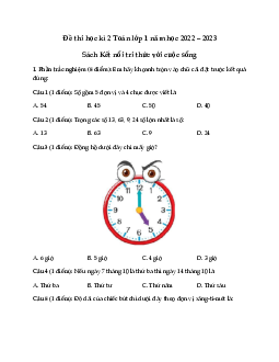 Đề thi học kì 2 lớp 1 năm 2022 - 2023 | Toán 1|  Kết nối tri thức với cuộc sống | đề 4