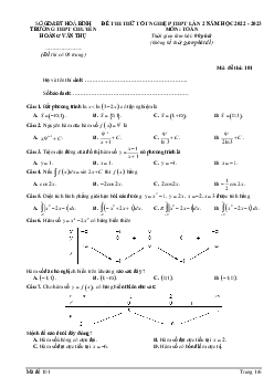 Đề thi thử Toán TN THPT 2023 lần 2 trường chuyên Hoàng Văn Thụ – Hòa Bình
