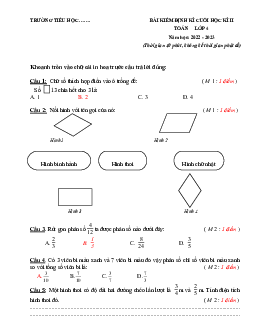 Đề thi học kì 2 môn Toán lớp 4 năm 2022 - 2023 theo Thông tư 22 | đề 6