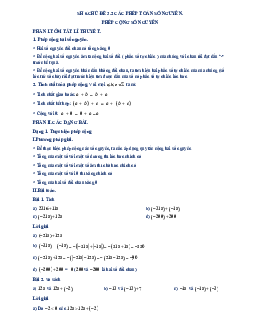 Tài liệu dạy thêm – học thêm chuyên đề phép cộng và phép trừ số nguyên