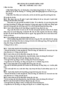Đề cương ôn tập học kì 2 môn Tiếng Việt 3 | Kết nối tri thức