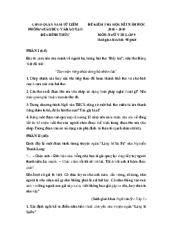 Đề thi học kì 1 lớp 9 môn Ngữ văn Phòng GD&ĐT Quận Nam Từ Liêm năm học 2018 - 2019