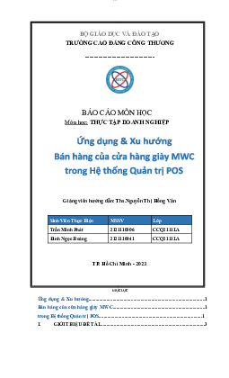 Ứng dụng & Xu hướng bán hàng của cửa hàng giày MWC trong Hệ thống Quản trị POS | Báo cáo môn Thực tập doanh nghiệp