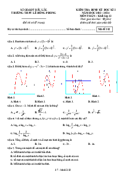Đề giữa kì 1 Toán 12 năm 2023 – 2024 trường THPT Lê Hồng Phong – Đắk Lắk