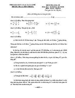 Đề thi học kì 2 Toán 6 năm 2019 – 2020 trường THCS&THPT Trí Đức – TP HCM
