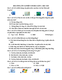 Đề cương ôn tập học kì 1 môn Tin học 4 sách Chân trời sáng tạo