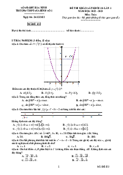 Đề khảo sát Toán 10 lần 1 năm 2022 – 2023 trường THPT Gia Bình 1 – Bắc Ninh