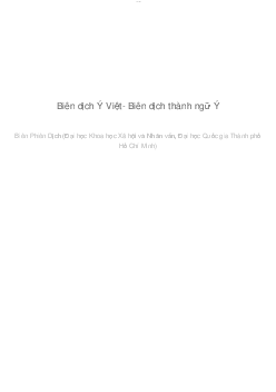 Biên dịch Ý Việt - Biên dịch thành ngữ Ý | Biên phiên dịch | Đại học Khoa học Xã hội và Nhân văn, Đại học Quốc gia Thành phố HCM