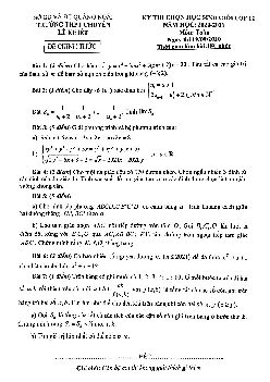 Đề thi HSG Toán 12 năm 2020 – 2021 trường THPT chuyên Lê Khiết – Quảng Ngãi
