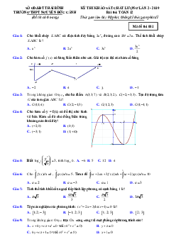 Đề thi khảo sát Toán 12 lần 2 năm 2019 trường Nguyễn Đức Cảnh – Thái Bình