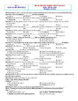 Đề ôn thi tốt nghiệp 2022 Tiếng Anh bám sát đề minh họa có lời giải chi tiết-Đề 4
