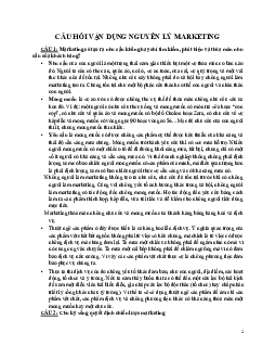 Câu hỏi vận dụng Nguyên lý Marketing