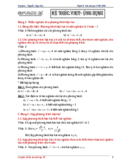 Chuyên đề hệ thức Vi-et và ứng dụng – Nguyễn Ngọc Sơn