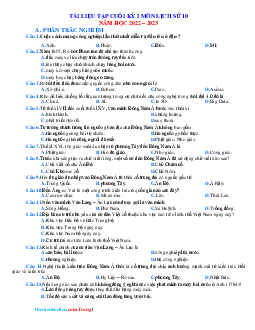 Tài liệu ôn tập Lịch Sử 10 kỳ 1 năm 2022-2023 (Có đáp án)