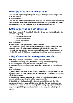 Giải SGK Tin học 7 Bài 1 Ứng xử có văn hoá khi giao tiếp qua mạng| Cánh diều