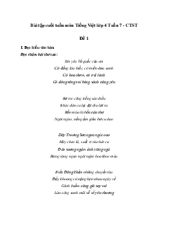 Giải Bài tập cuối tuần lớp 4 môn Tiếng Việt Chân trời sáng tạo - Tuần 7